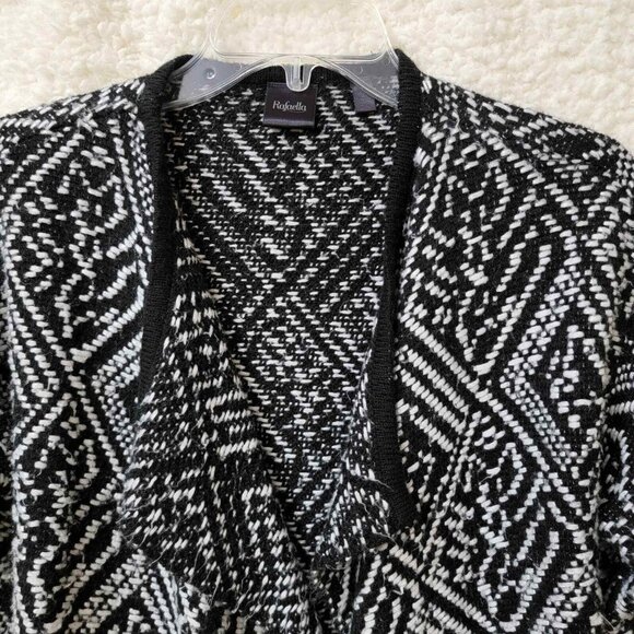 Rafaella Geometric Pattern Open Front Cardigan‎ Womens M Black and White - Picture 5 of 9
